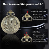 Eagle Design Pocket Watch Chain Quartz Movement Arabic Numerals Half Hunter