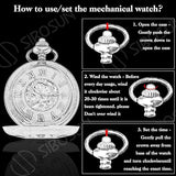 Skeleton Pocket Watch Special 12 Little Window Case Design Men Black Mechanical with Chain Box