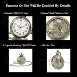 Eagle Design Pocket Watch Chain Quartz Movement Arabic Numerals Half Hunter