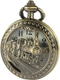 Eagle Design Pocket Watch Chain Quartz Movement Arabic Numerals Half Hunter