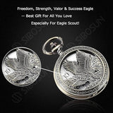 Eagle Design Pocket Watch Chain Quartz Movement Arabic Numerals Half Hunter