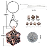 SIBOSUN Mini Metal Dice Set Hollow D20 Necklace Dice Case Metal Dice Set Keychain 7PCS Dice Set