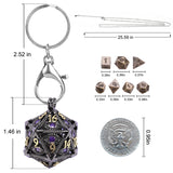 SIBOSUN Mini Metal Dice Set Hollow D20 Necklace Dice Case Metal Dice Set Keychain 7PCS Dice Set