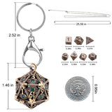 SIBOSUN Mini Metal Dice Set Hollow D20 Necklace Dice Case Metal Dice Set Keychain 7PCS Dice Set