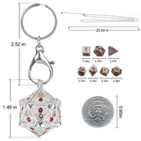 SIBOSUN Mini Metal Dice Set Hollow D20 Necklace Dice Case Metal Dice Set Keychain 7PCS Dice Set