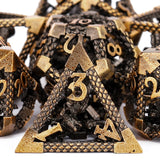 SIBOSUN Metal DND Dice Set 7PCS Polyhedral Dice DND Metal Dice Set D20 D12 D10 D% D8 D6 D4 Metal Dice Hollow