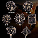 SIBOSUN Metal DND Dice Set 7PCS Polyhedral Dice DND Metal Dice Set D20 D12 D10 D% D8 D6 D4 Metal Dice Hollow