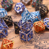 SIBOSUN Metal DND Dice Set 7PCS Polyhedral Dice DND Metal Dice Set D20 D12 D10 D% D8 D6 D4 Metal Dice Hollow